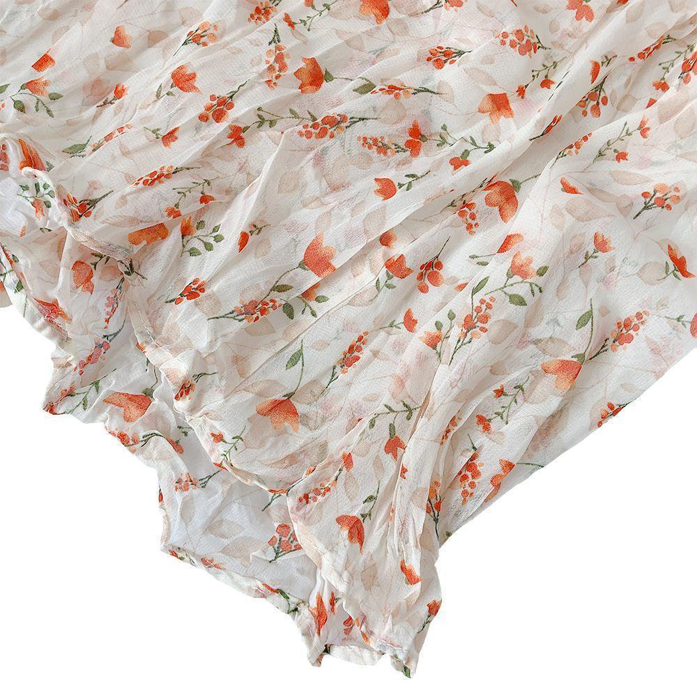 Chân Váy Chiffon Lửng In Hoa Phối Bèo Phong Cách Hàn Quốc Thời Trang Mùa Hè Mới Cho Nữ | BigBuy360 - bigbuy360.vn