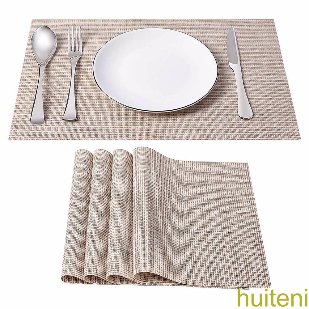 [huite]2/4/6 Pcs Environmental Protection Placemat Pvc Food Insulation Pad Rectangular Simple Table Mat Coaster Bowl Mat