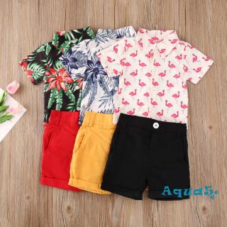 Set áo sơ mi ngắn tay + quần short dành cho bé trai