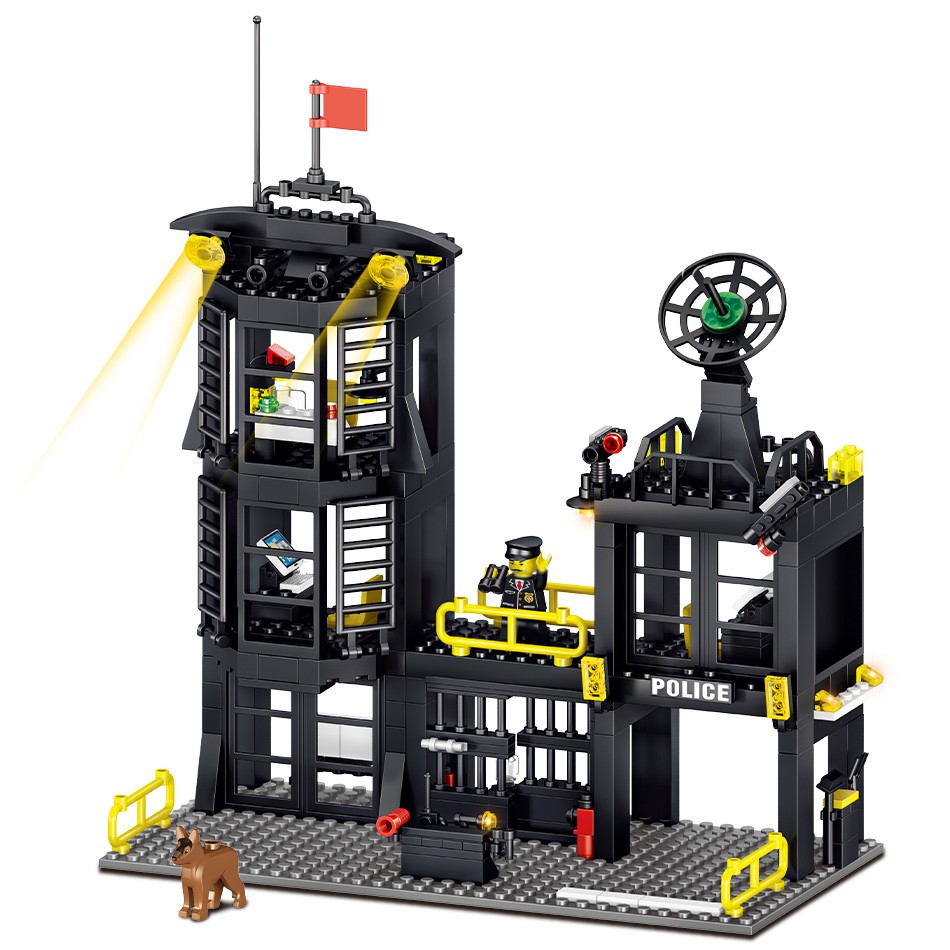 Bộ Đồ Chơi Lego HUIQIBAO TOYS 739 Mảnh Lắp Ghép Mô Hình Trụ Sở Cảnh Sát Dành Cho Trẻ Em