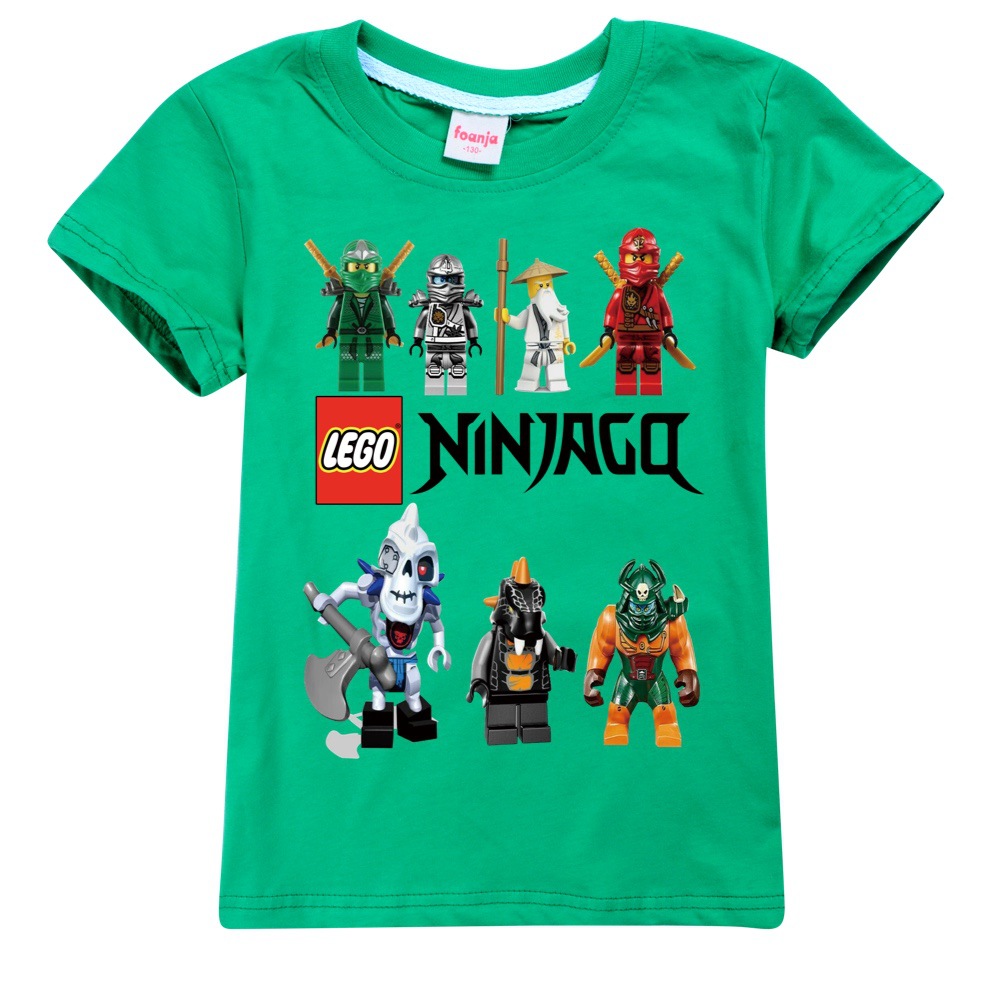 Áo Thun 100% Cotton Cổ Tròn In Hình Lego Ninjago Thời Trang Mùa Hè Cho Bé Trai
