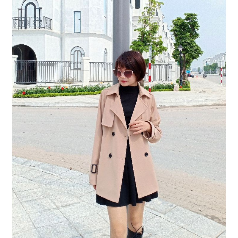 Chất vải đẹp - Áo Mangto Trench coat dáng ngắn [Có sẵn - Hàng Thiết Kế]