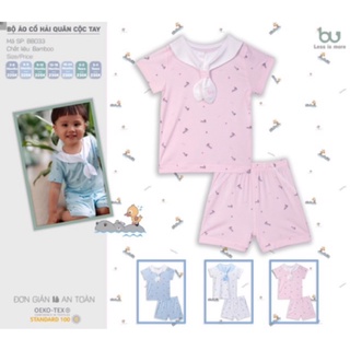 Bộ cộc tay cổ hải quân vải sợi tre Bu
