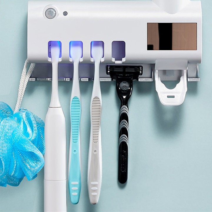 Máy khử trùng bàn chải, nhả kem đánh răng tia UV sạch tới 99% vi khuẩn