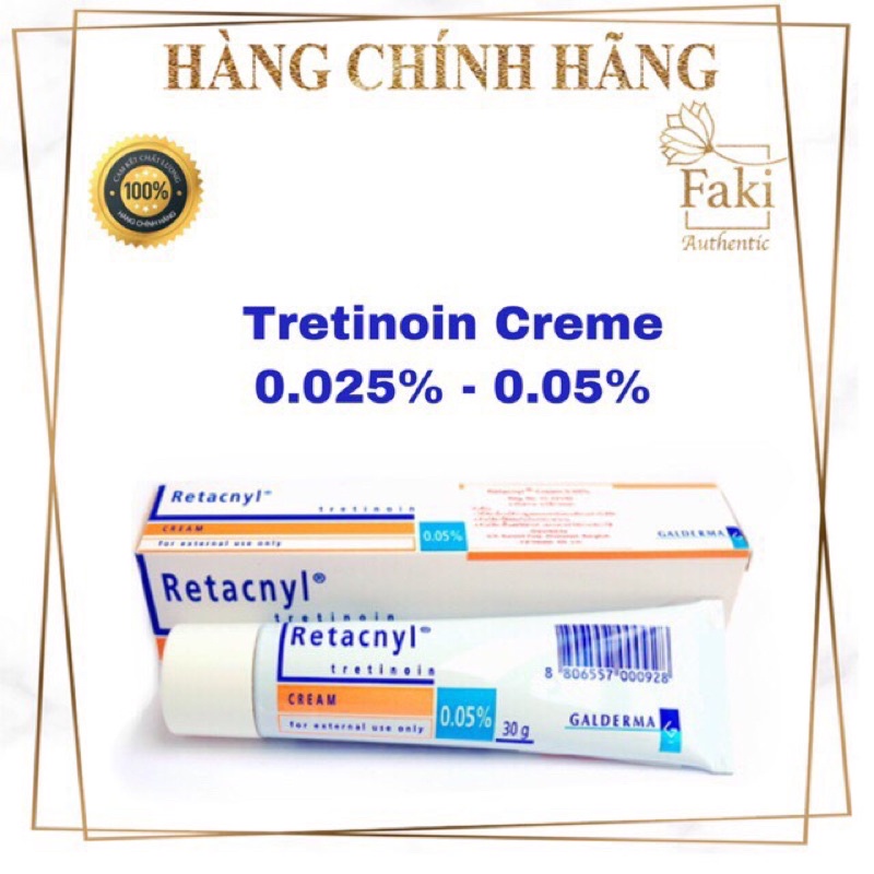  Kem Tretinoin Retacnyl Cream giảm mụn, tái cấu trúc da 0,025%, 0.05%