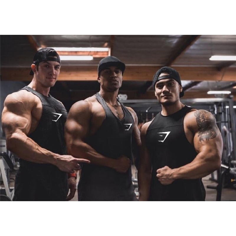 Áo Sát Nách Vải Cotton Thoáng Khí In Hình Cá Mập Thời Trang Cho Nam