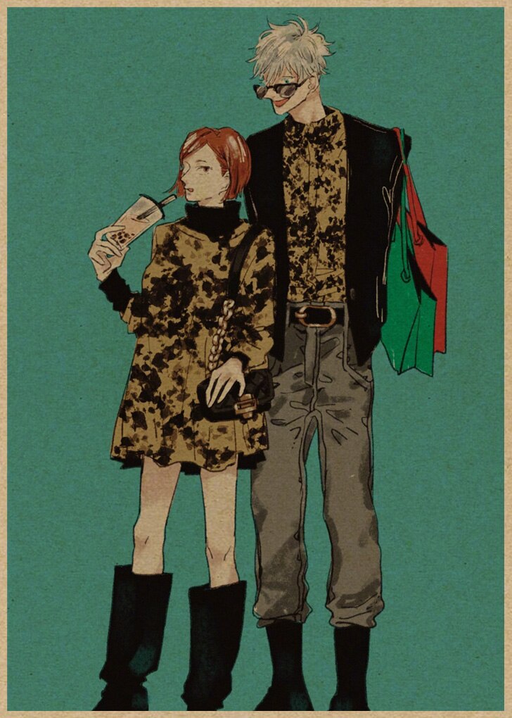 Poster Anime Jujutsu Kaisen phong cách cổ điển