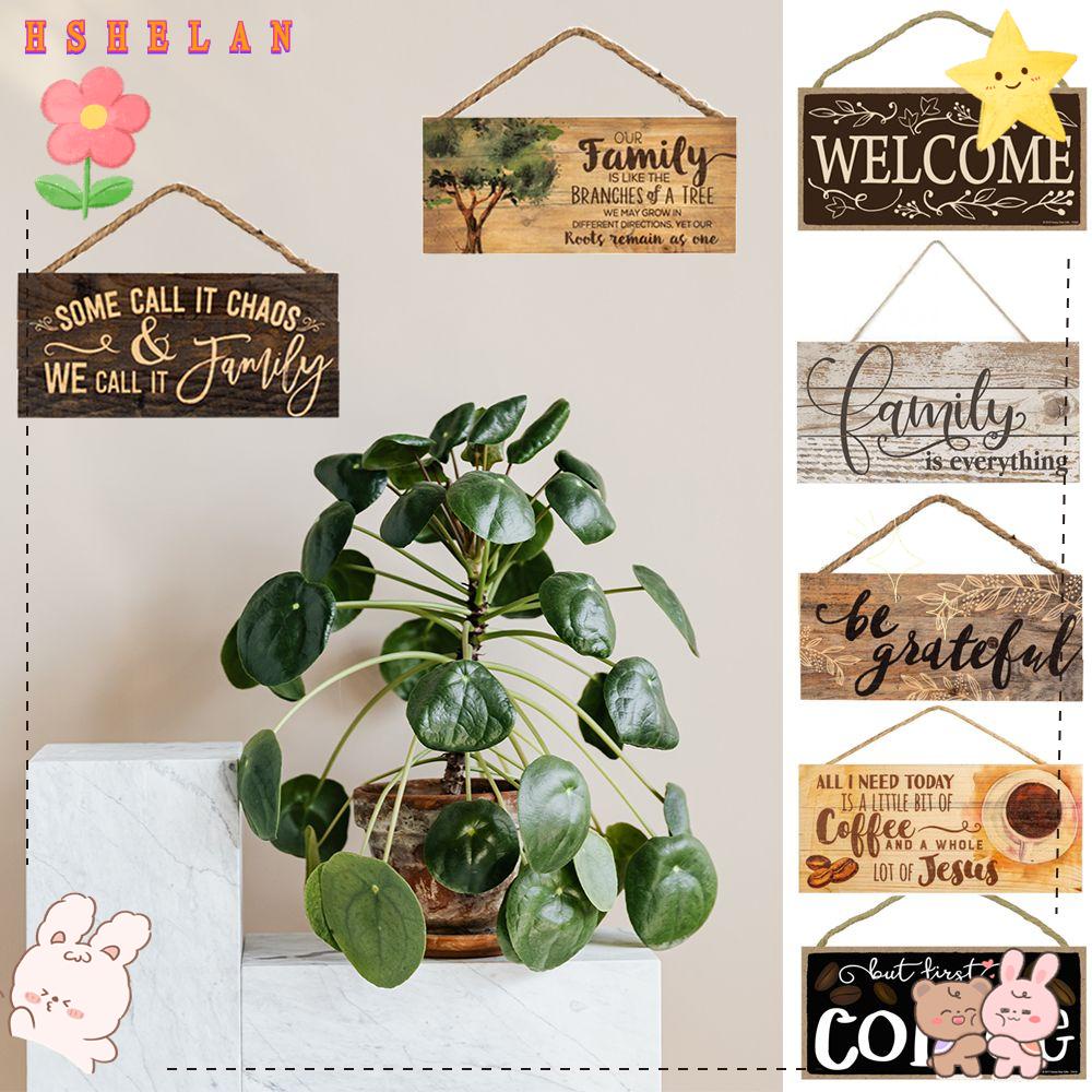Biển hiệu chào mừng bằng gỗ in chữ Welcome xinh xắn cổ điển dùng treo tường trang trí nhà cửa
