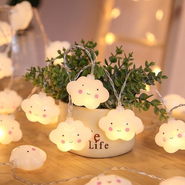Đèn trang trí ✅  COMBO SIÊU TIẾT KIỆM ✅ Dây đèn decor trang trí phòng ngủ Cherry Ball và ngôi sao nhấp nháy và đám mây
