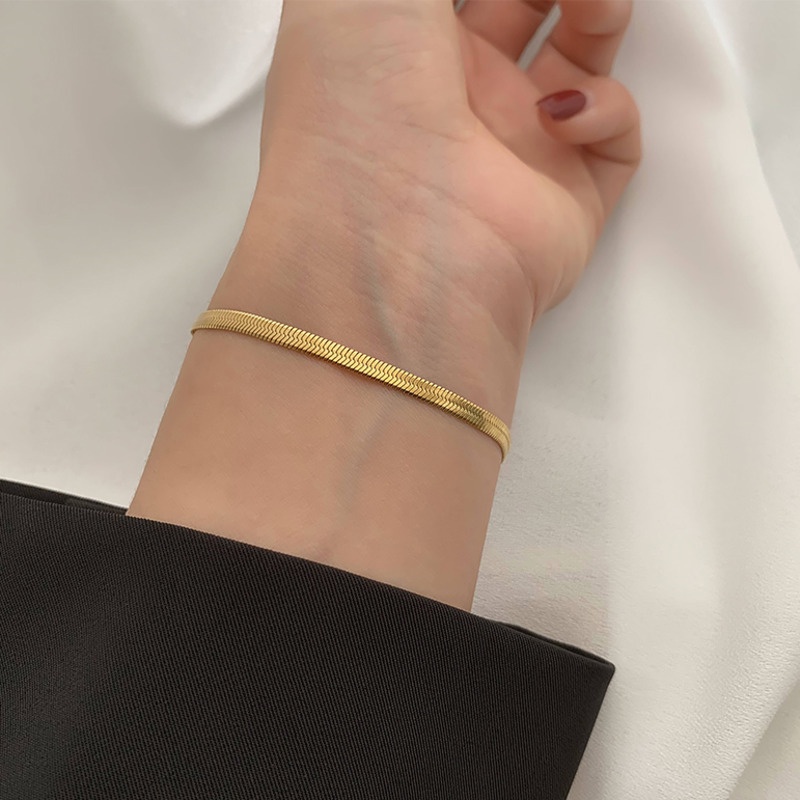 Vòng Tay Xương Rắn Phẳng Phong Cách hip hop Thời Trang Cá Tính