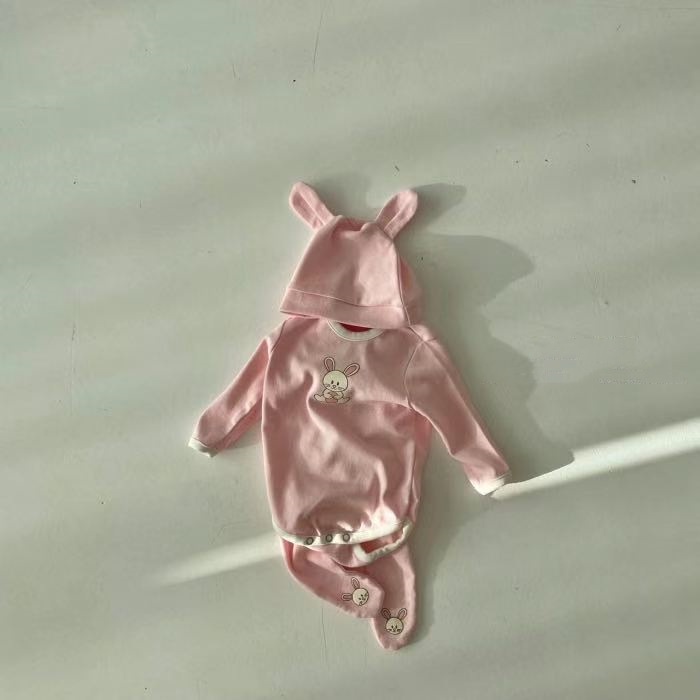 Bộ Áo Liền Quần Tay Dài In Hoạt Hình Dễ Thương Thời Trang Xuân Thu Cho Bé Trai + Gái