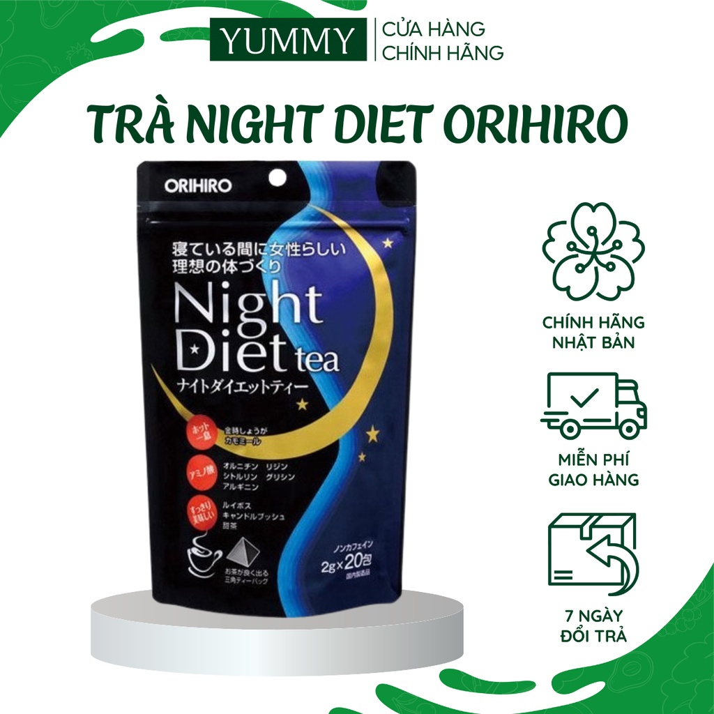 Trà giảm cân Orihiro bản Night Diet Tea giúp thải độc cơ thể, duy trì vóc dáng 24 gói