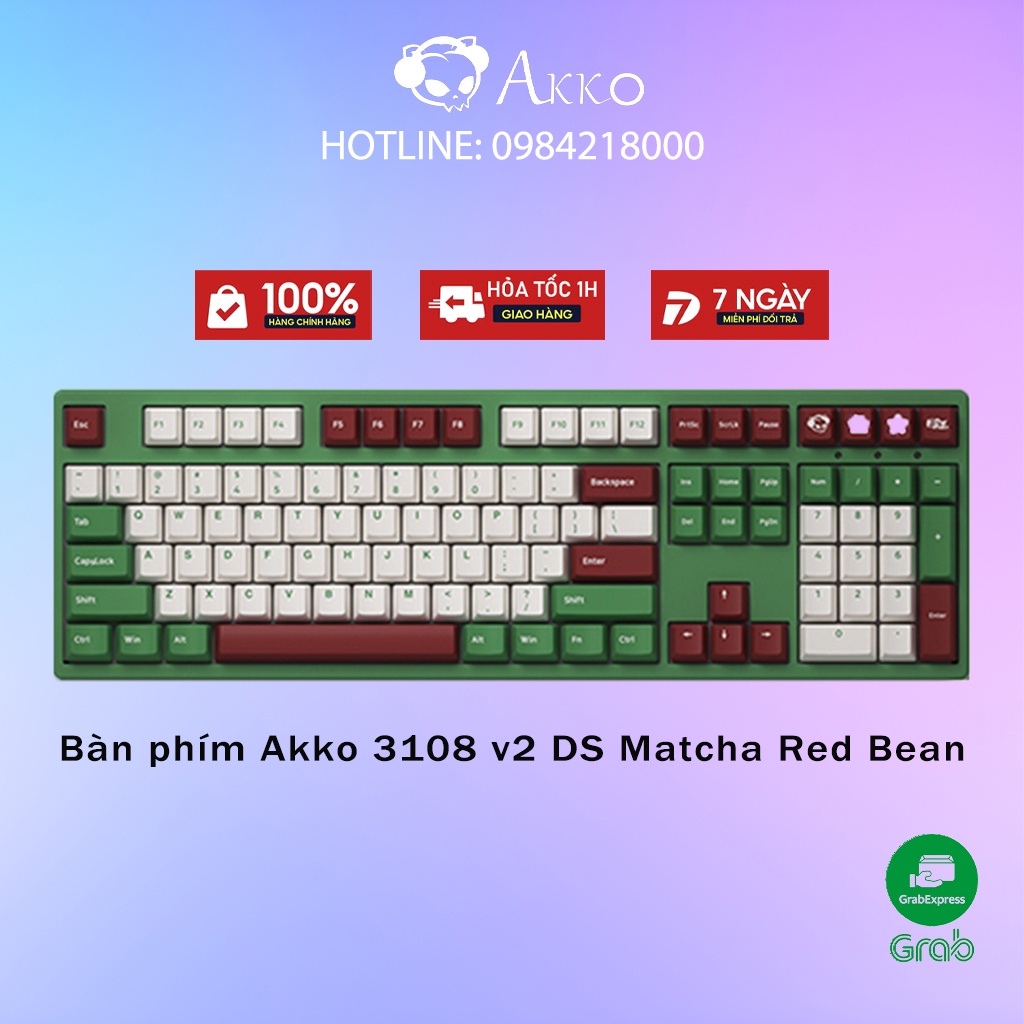 Bàn phím cơ AKKO 3108 DS Matcha Red Bean (Akko switch)- Bảo Hành Chính Hãng 24 Tháng