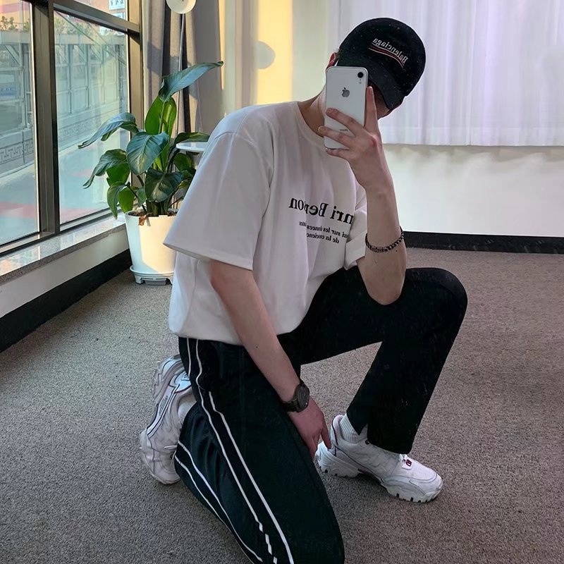 Áo Thun Tay Ngắn Cổ Tròn In Chữ M-8XL Thời Trang Hàn Quốc Cho Nam