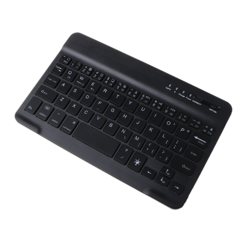 Kiki. 7.9" Wireless Ultra Slim Aluminum Russian Spanish Bluetooth Keyboard Chocolate Keycap Built-in Battery Rechargeable 7 Color Adjustable Backlight for PC Laptop Phone Tablets