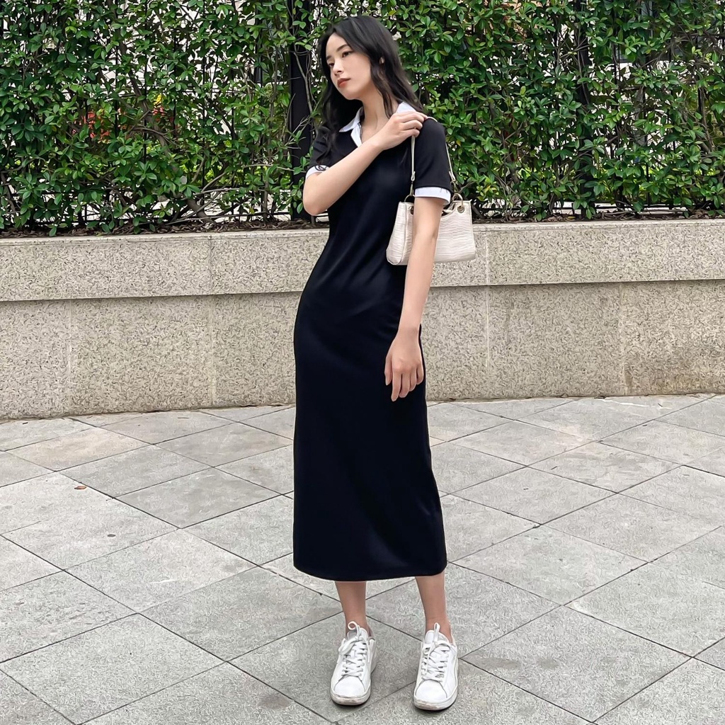 Váy Polo Nữ dáng dài Ôm Body nhẹ nhàng chất liệu Spandex hiện đại Thiết kế Liola