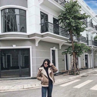 Áo khoác da lộn lót lông cừu zara