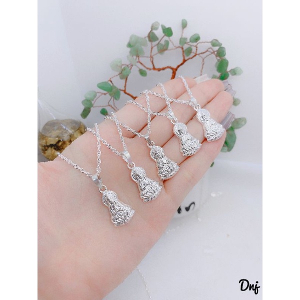 DÂY CHUYỀN MẶT PHẬT BÀ QUAN ÂM BẠC TA MAY MẮN BÌNH AN