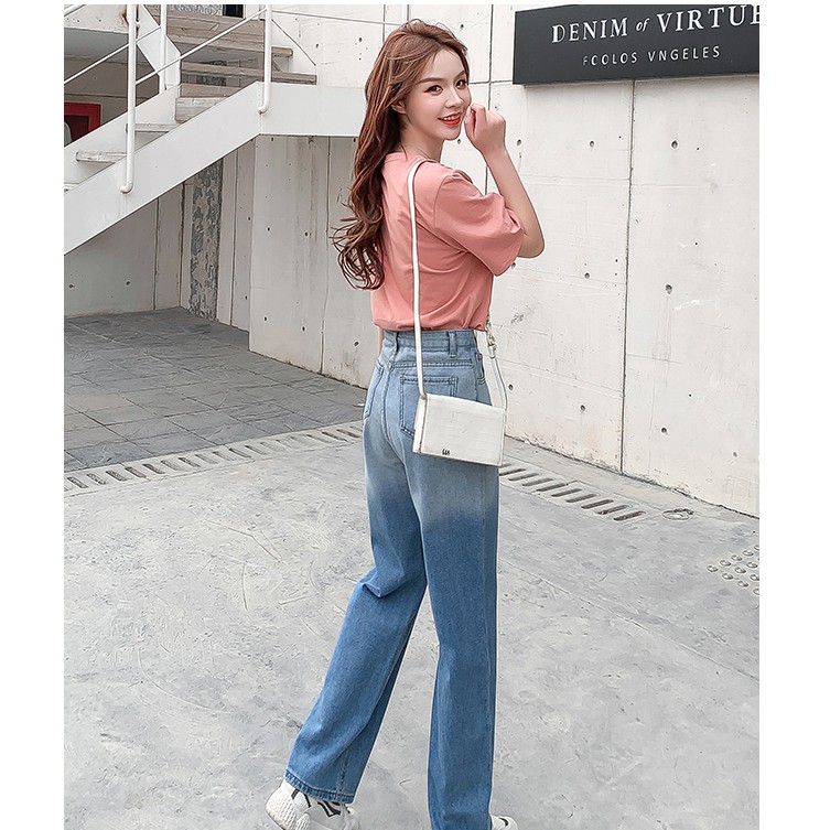 Quần Jeans Lưng Cao Dáng Rộng Thời Trang Cá Tính Dành Cho Nữ