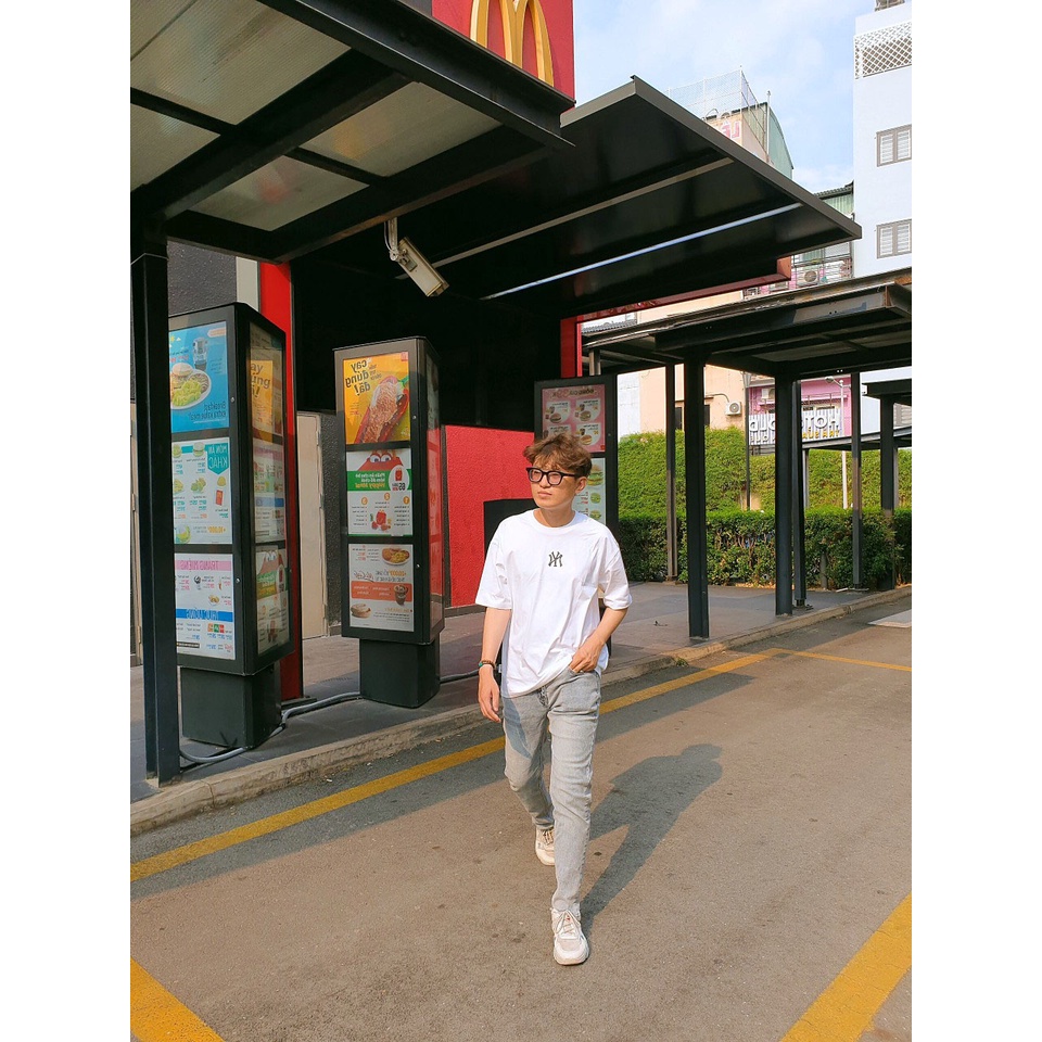 [Mã BTERT6 giảm đến 30k đơn 150k] Áo phông mlb nữ form rộng tay lỡ unisex chất vải cotton AT120 Miucho in logo | BigBuy360 - bigbuy360.vn