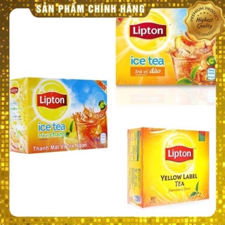 Hồng trà túi lọc l.i.p.t.o.n hộp 100 gói và trà chanh đào hòa tan hộp 224gr