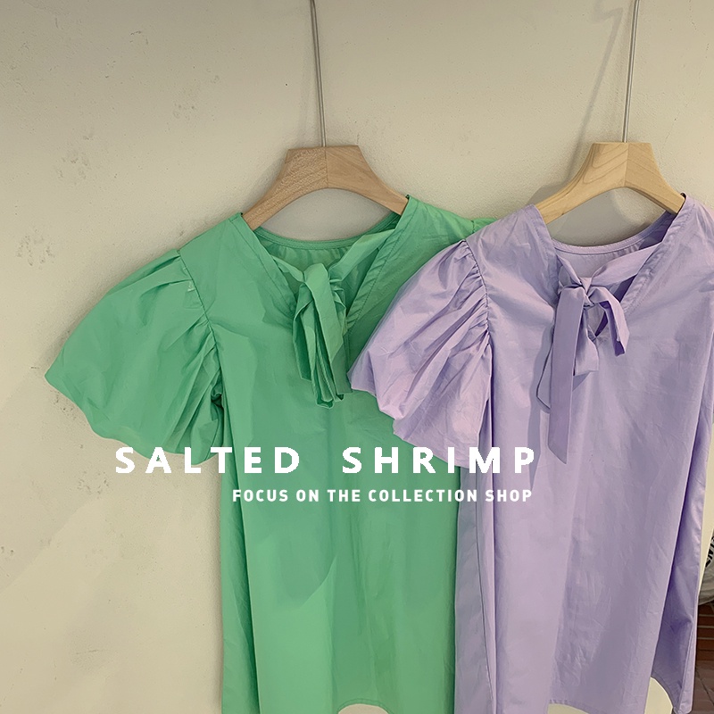 Đầm Tay Phồng Ngắn Phong Cách Hàn Quốc Thời Trang Mùa Hè Xinh Xắn Cho Bé Gái