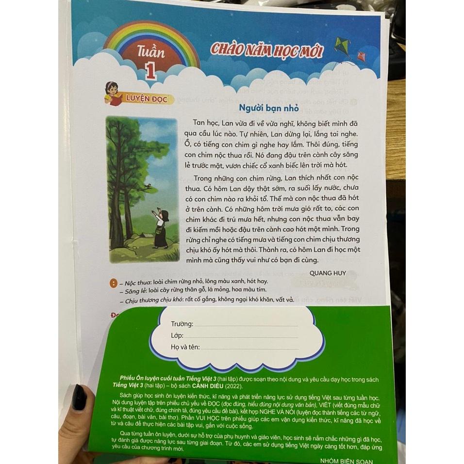 Sách - Phiếu ôn luyện cuối tuần tiếng việt 3 tập 1 ( Cánh diều )