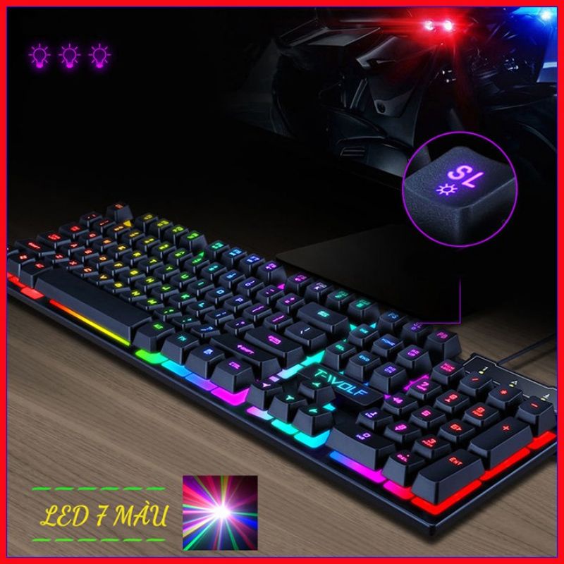 Bàn phím Gaming led, Keyboard T-WOLF TF20, phím T20, bàn phím giả cơ, combo phím chuột máy tính