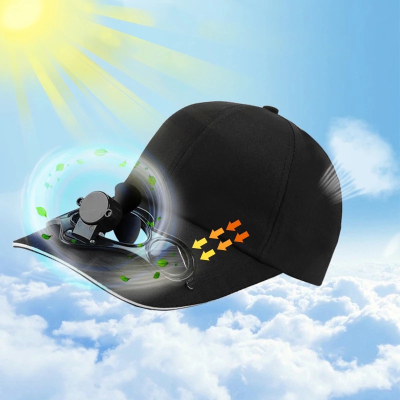 Adult Kid Summer Solar Panel Powered Cooling Fan Baseball Cap Outdoor Sport Camping Hiking Snapback Peaked Sun Visor Hat