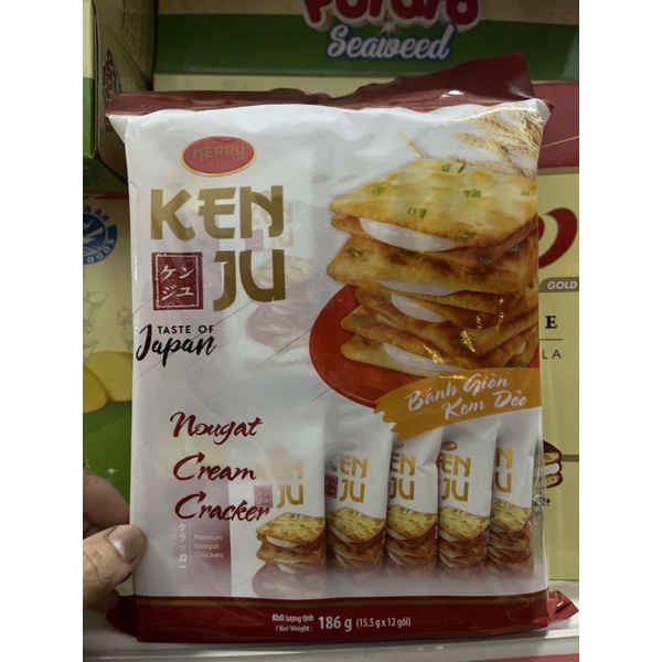 Bánh giòn kem dẻo Nougat hành, cà phê Kenju 186g