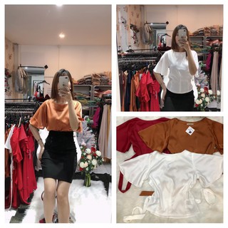 Hình thật 100% áo lụa tay cánh tiên