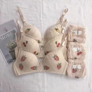 Set áo ngực thêu trái cây không gọng