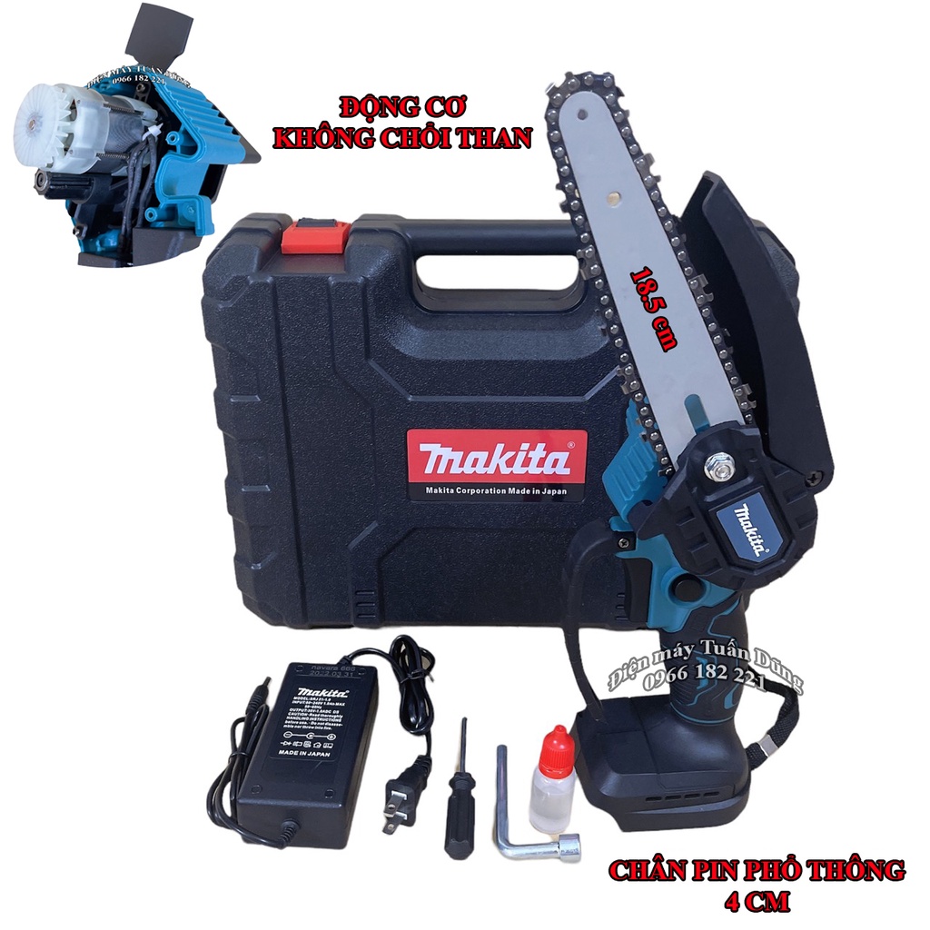 Thân máy cưa xích chạy pin Thương hiệu Makita ĐỘNG CƠ KHÔNG CHỔI THAN chân phổ thông 4cm
