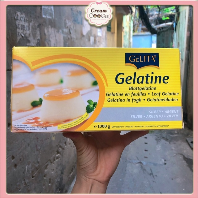 Hộp 1000g Lá Gelatine Gelita Đức Nhãn Vàng