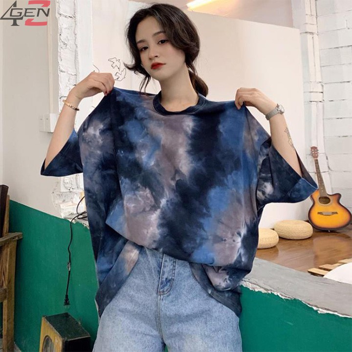 Áo loang màu unisex, áo phông nữ form rộng tay lỡ cổ tròn đẹp hàng Quảng Châu chất cotton xịn thời trang Ulzzang