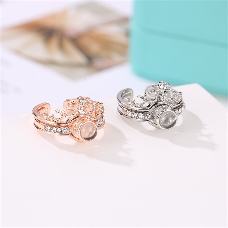 Crown Combination Fashion 100 Languages I Love You Tiver Ring