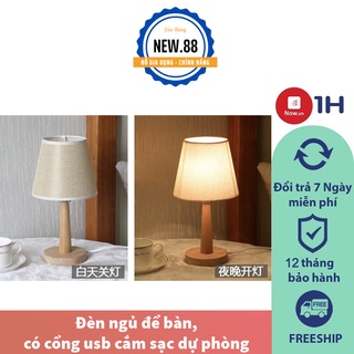Đèn ngủ để bàn phòng ngủ có công tắc, có cổng usb cắm sạc dự phòng phong cách vintage l Đèn ngủ để bàn decor phòng ngủ
