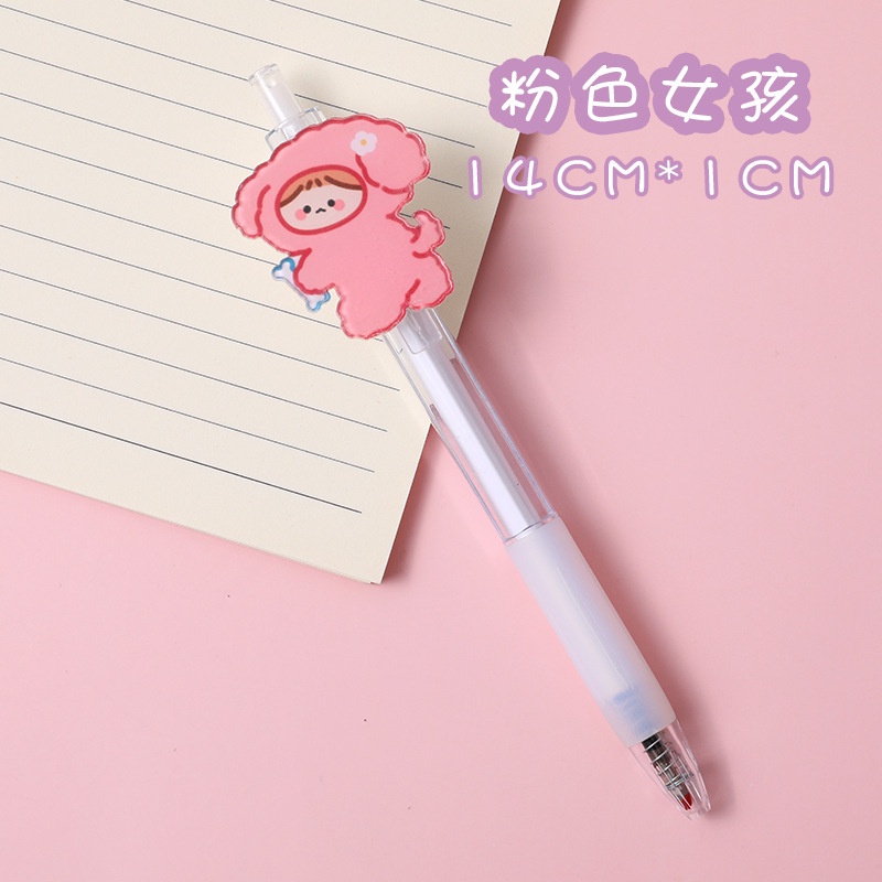 Bút Bi Bấm Mực Đen Ngòi 0.5mm Họa Tiết Hoạt Hình Kiểu Hàn Quốc Dễ Thương Cho Học Sinh