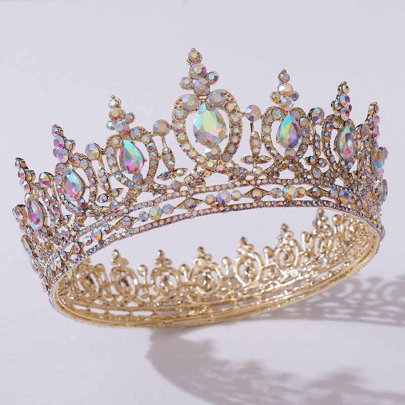 Vương Miện Cài Tóc Đính Đá Tròn Phong Cách Châu Âu Sang Trọng Thời Trang Cao Cấp