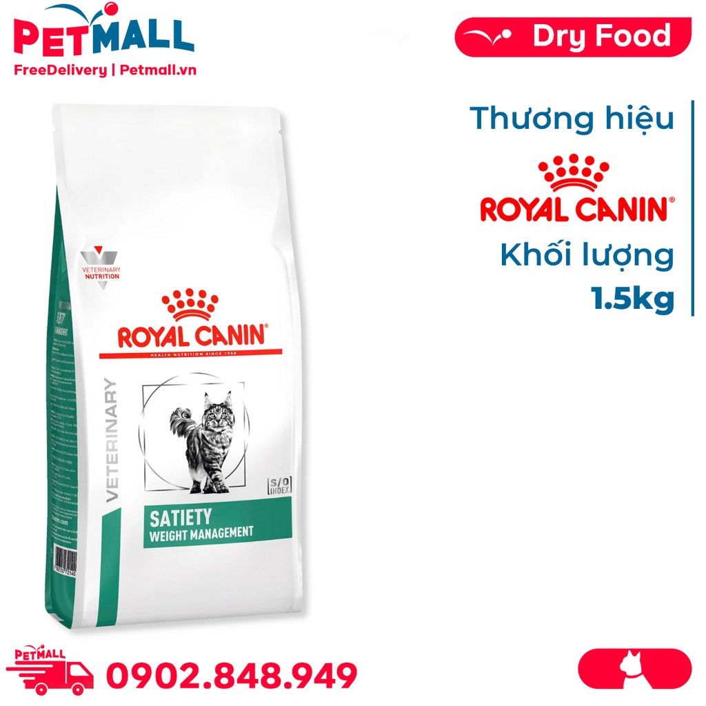 Thức ăn mèo Royal Canin Satiety Weight Management Feline 1.5kg - Hỗ trợ giảm cân Petmall