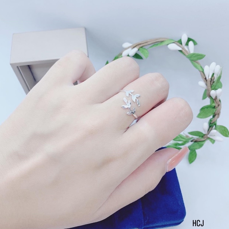 NHẪN LÁ PHAY BẠC TA DẠNG HỞ LINH MIU SILVER