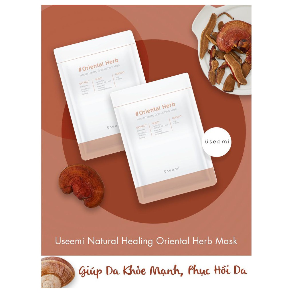 Mặt Nạ Thảo Mộc Useemi Natural Healing Mask Cấp Ẩm, Phục Hồi, Chống Lão Hóa, Dưỡng Da, Mịn Màng Chính Hãng