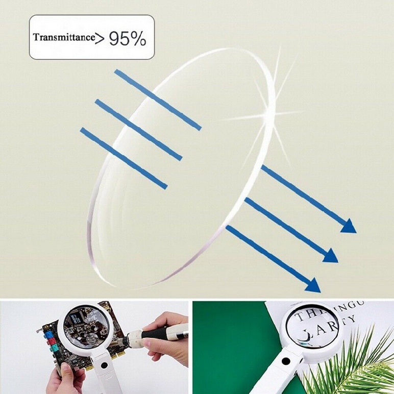 5 / 11X Magnifying Glass With 8 LED Light Magnifier Foldable Stand Table Lamp