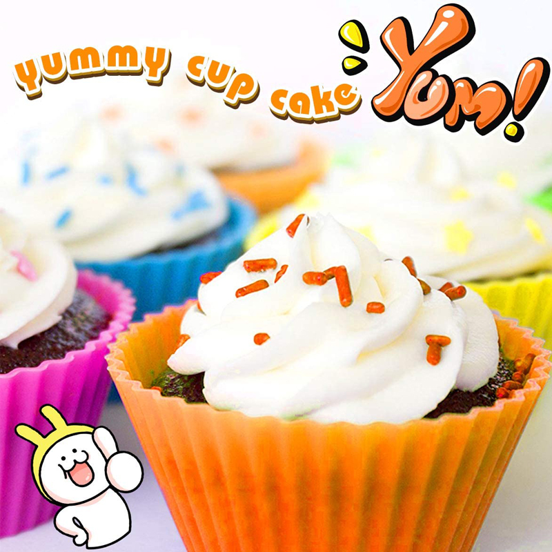 JOSMOMO 1 chiếc Khuôn Cupcake Silicone có thể tái sử dụng Dụng cụ làm bánh Dụng cụ nướng Nướng Khuôn bánh nướng silicone để tự làm bằng màu ngẫu nhiên