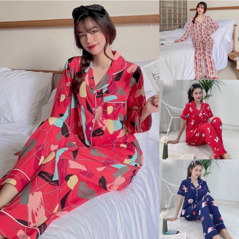 🧚🏻‍♀️ Bộ Pijama Size M(38kg-52kg) Lụa Thái , Tay Ngắn - Tay Dài , Quần có 2 túi sâu .