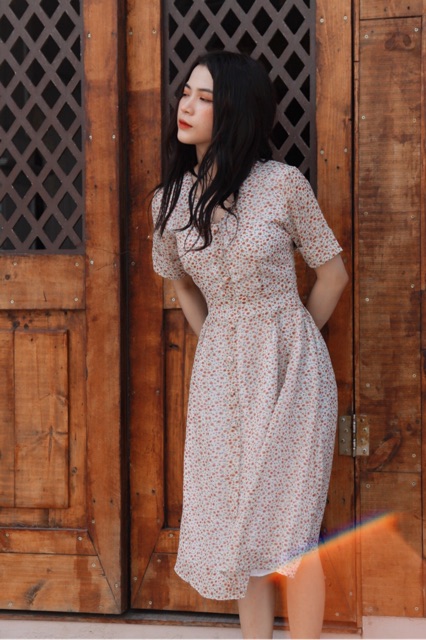 Mary Dress - Đầm hoa sơ mi tay ngắn xếp ly eo SDX54 | BigBuy360 - bigbuy360.vn