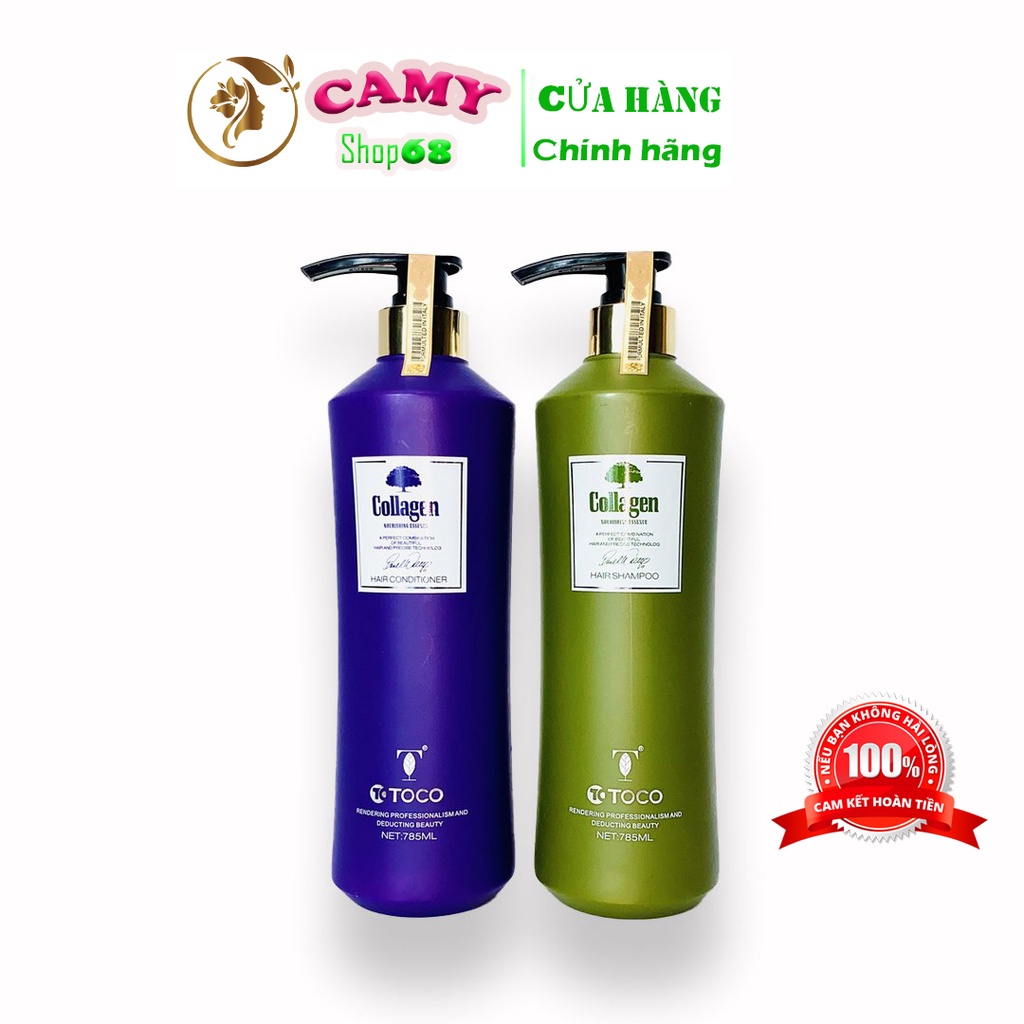Cặp dầu gội dầu xả COLLAGEN TOCO Italia 785ML CHÍNH HÃNG – Phục hồi, kích thích mọc tóc, mềm mượt