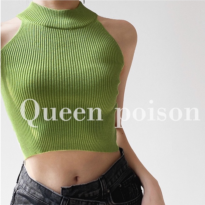 QADCOL Áo Tank Top Dệt Kim Không Tay Thiết Kế Quyến Rũ Cho Nữ