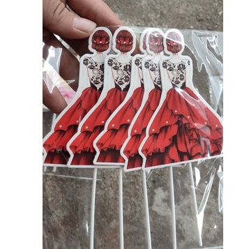 Set cắm 5 cô gái quay lưng trang trí bánh sinh nhật