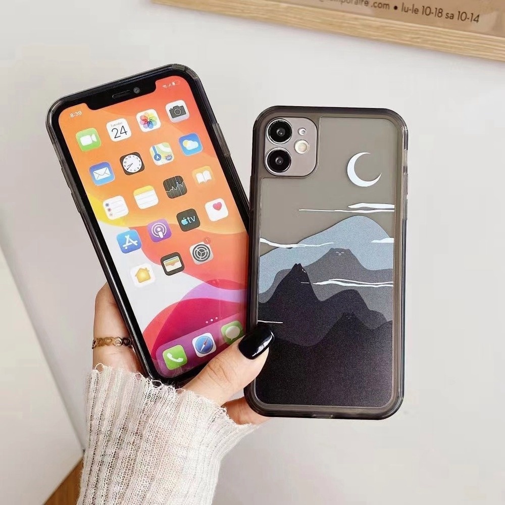 Ốp Điện Thoại TPU Mềm Trong Suốt Chống Sốc In Hình Ngọn Núi Mặt Trăng Cho IP 13 12 11 Pro Max X XS XR 8 7 Plus